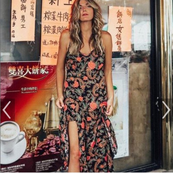 Spell and the gypsy etienne maxi slip slit strappy dress fit and flare floral - Picture 6 of 17